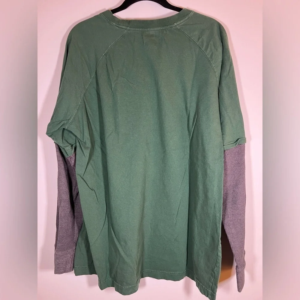 NFL Green Bay Packers green ls tshirt gray waffle Y2K vibe sz XL grunge